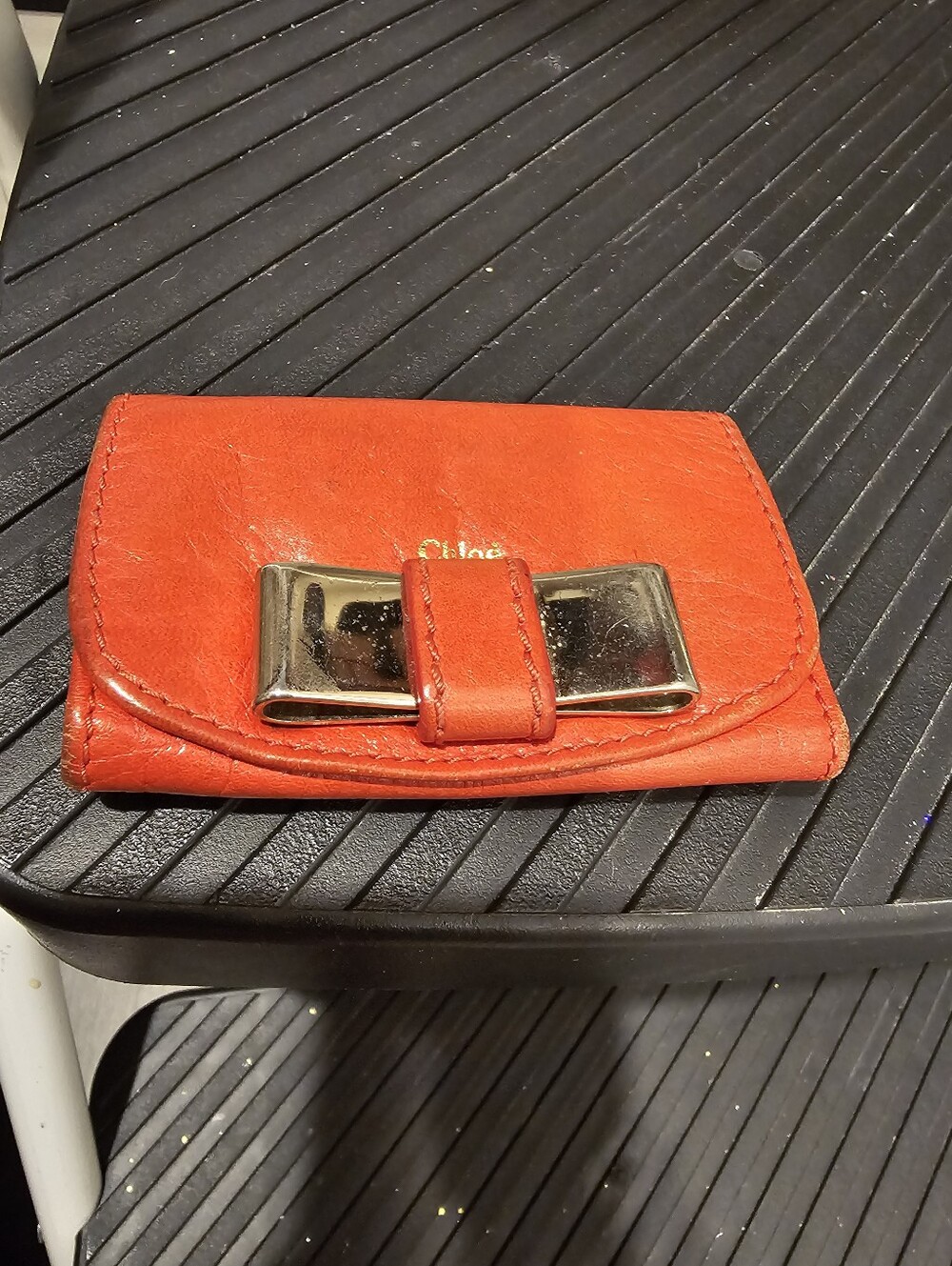 Chloe Red Leather Bow Card Wallet